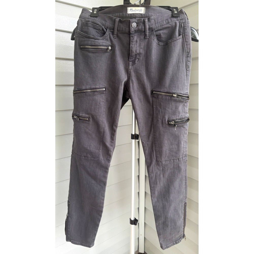 Madewell Women's Skinny Gray Dark Wash Zipper Accents 5-Pocket Stretch Jeans